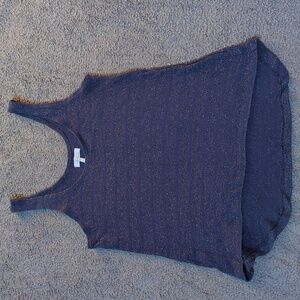 Kirra Sparkly Silver and Blue Hi-Low Tank Top